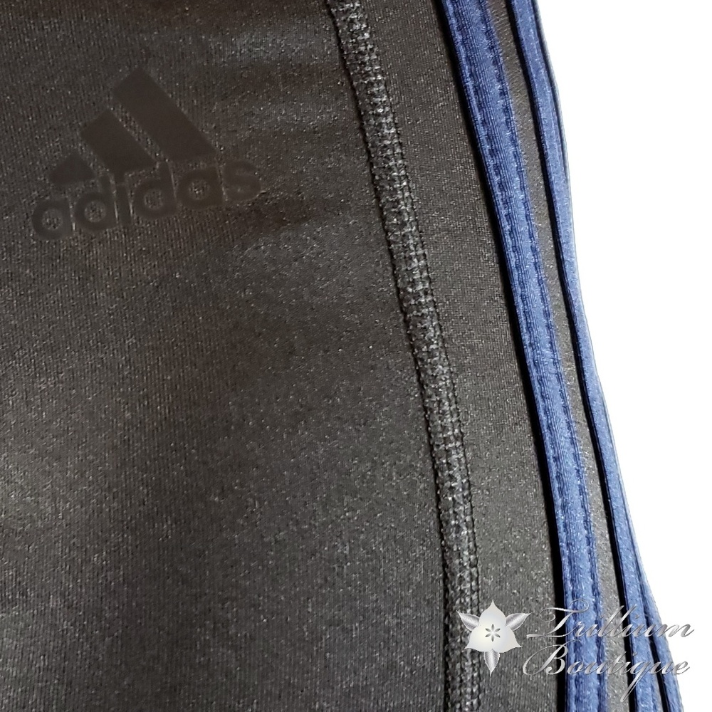 Adidas Climalite Women's 3 Stripe Tights Mid Rise (Black/Navy) NWT - Picture 4 of 7